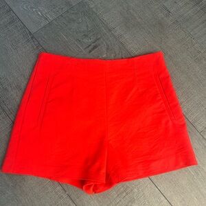 Zara Vibrant Red High-Waist Tailored Shorts